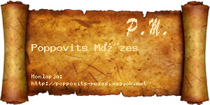 Poppovits Mózes névjegykártya